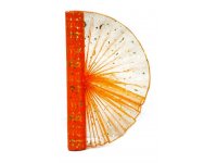 Organza 38cm/8,2m oranž.- zlaté hvězdy,půlměsíc